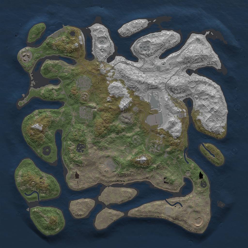 Rust Map: Procedural Map, Size: 4000, Seed: 337543, 16 Monuments