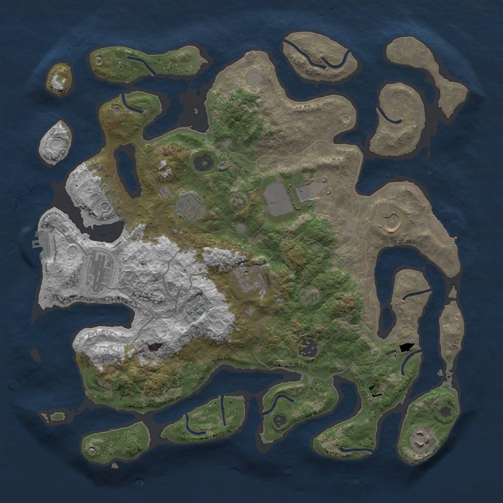 Rust Map: Procedural Map, Size: 4000, Seed: 509364, 16 Monuments