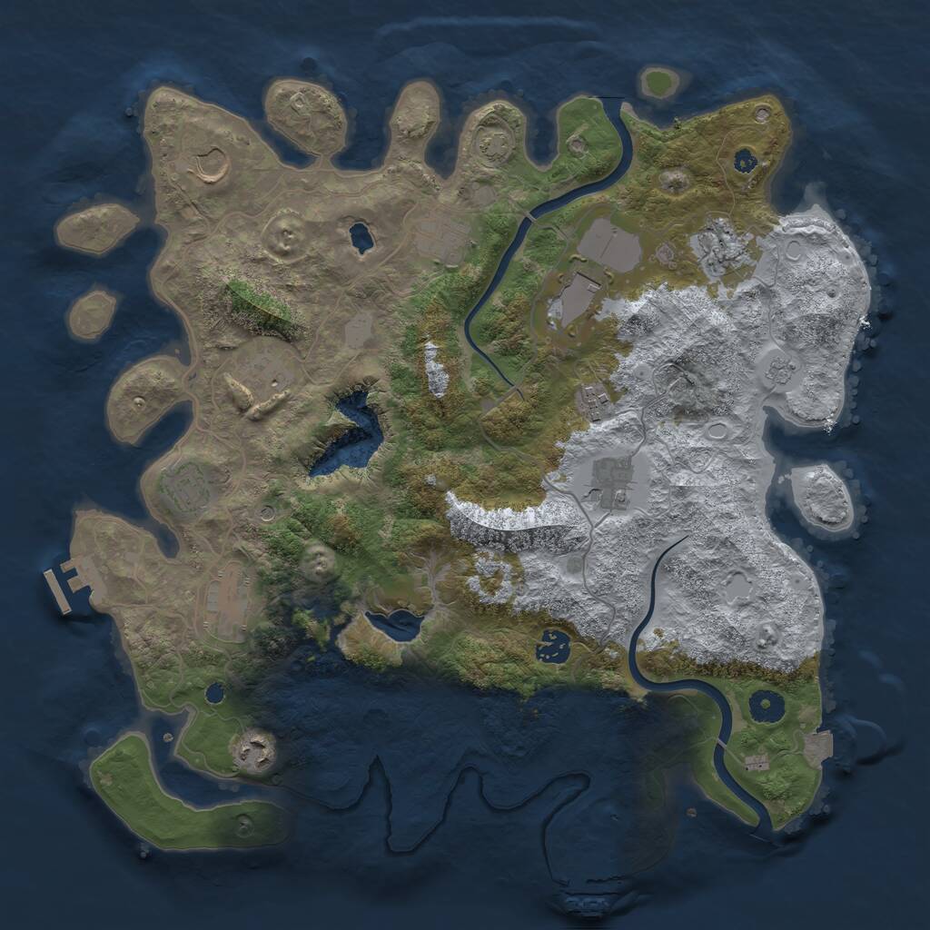 Rust Map: Procedural Map, Size: 4000, Seed: 155642, 17 Monuments