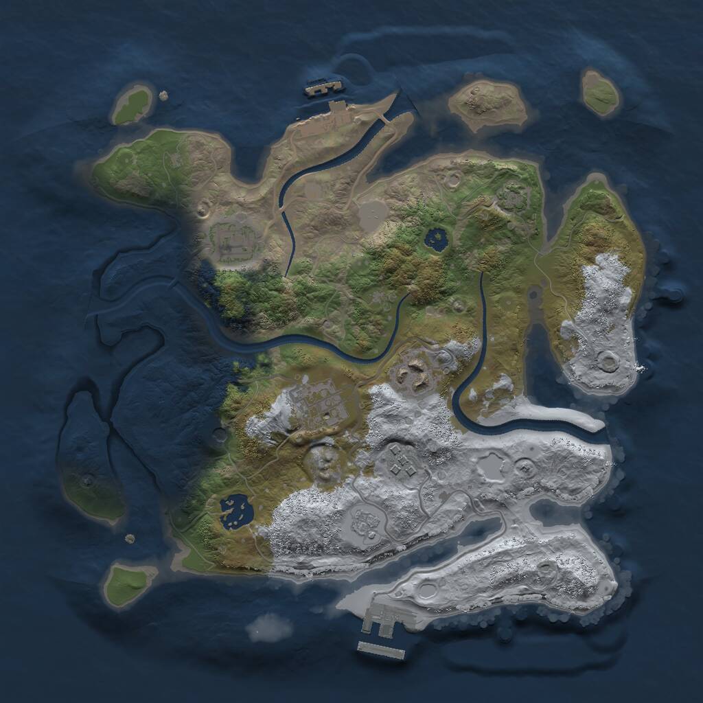 Rust Map: Procedural Map, Size: 3000, Seed: 1857292483, 11 Monuments