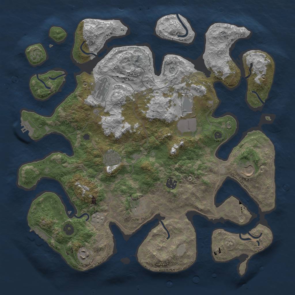 Rust Map: Procedural Map, Size: 4000, Seed: 491803, 16 Monuments