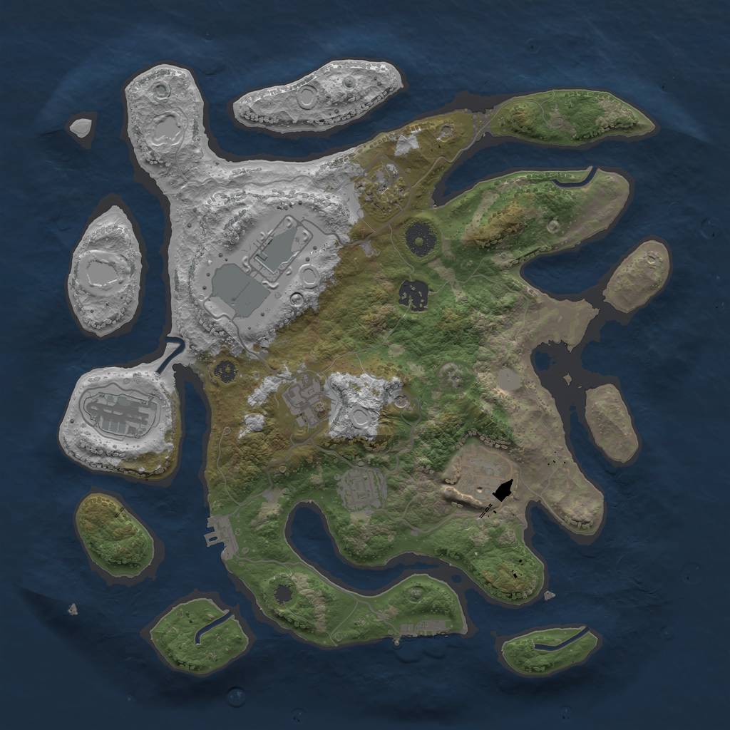 Rust Map: Procedural Map, Size: 3500, Seed: 907068889, 15 Monuments