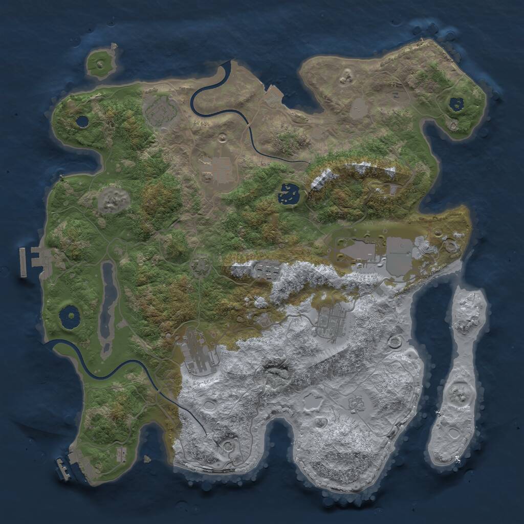 Rust Map: Procedural Map, Size: 3550, Seed: 115386, 13 Monuments