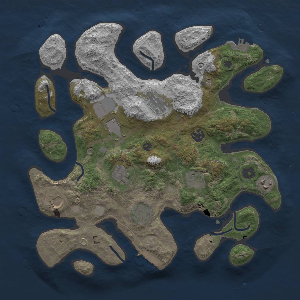 Rust Map: Procedural Map, Size: 3550, Seed: 25321, 16 Monuments