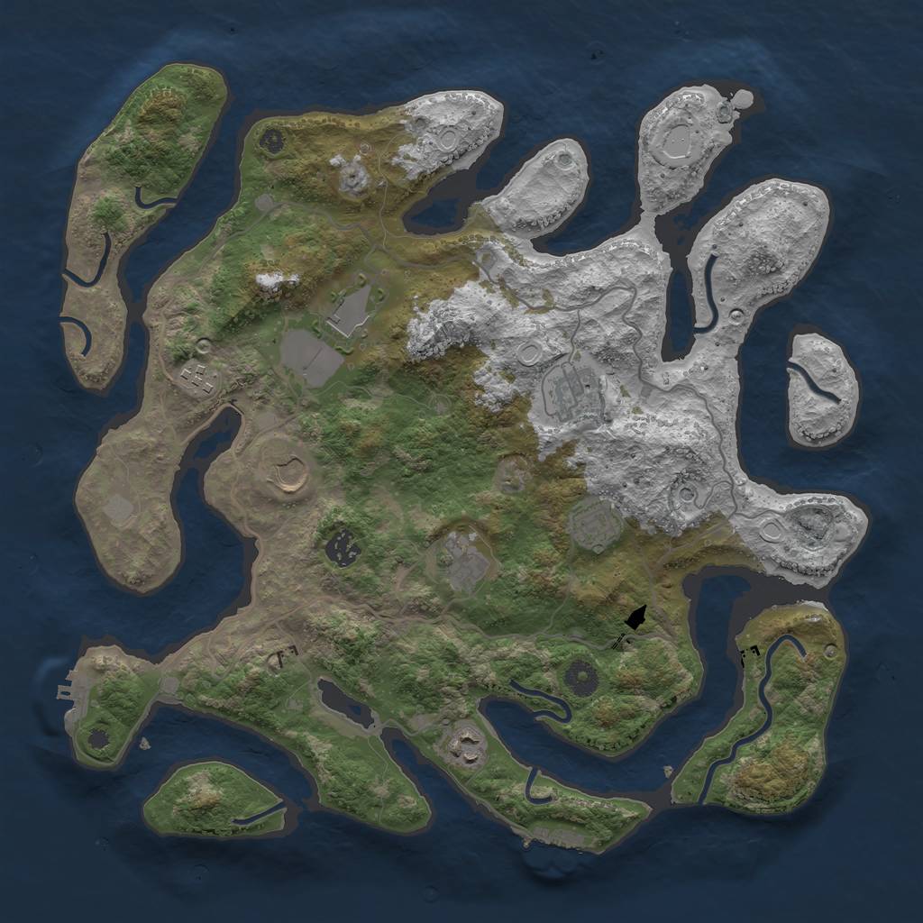 Rust Map: Procedural Map, Size: 4000, Seed: 708594, 16 Monuments