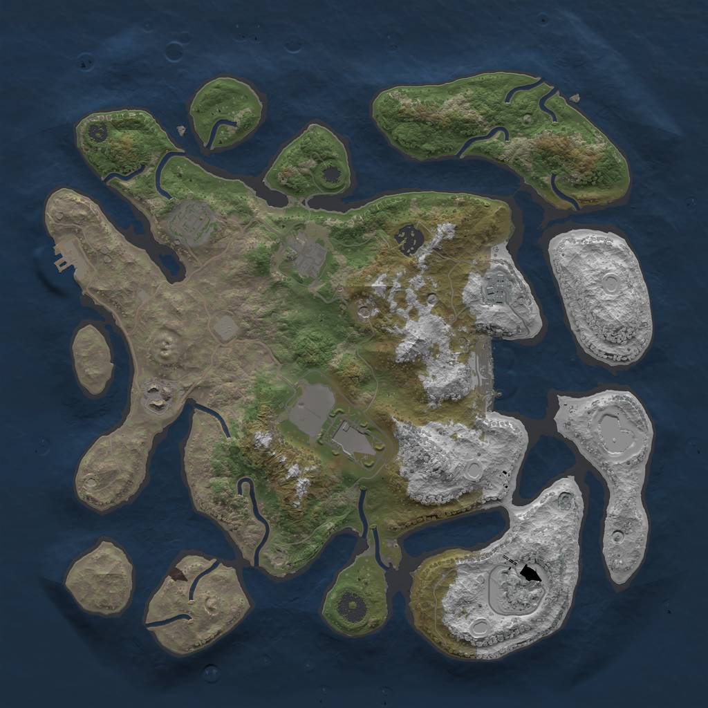 Rust Map: Procedural Map, Size: 3700, Seed: 16346075, 15 Monuments