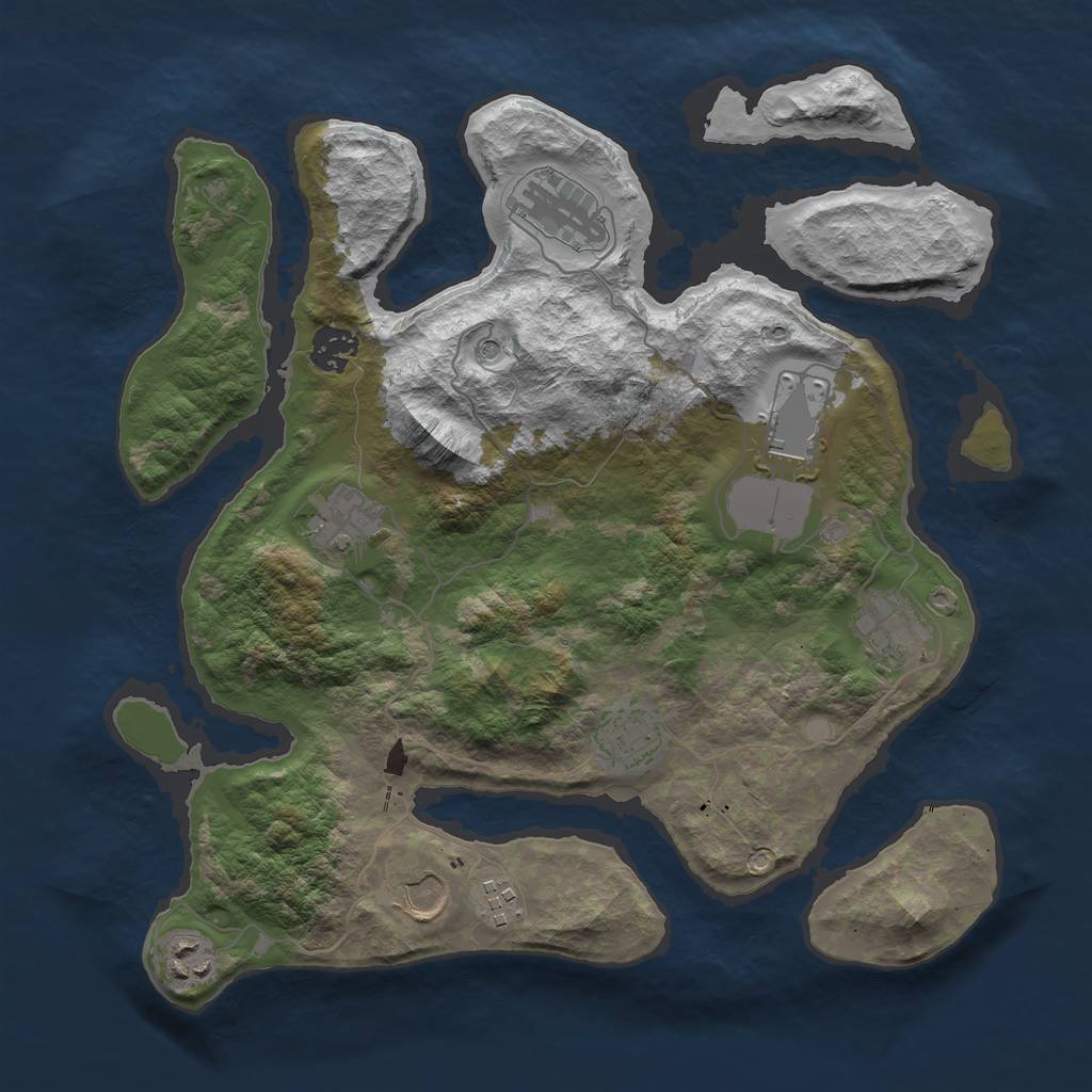 Rust Map: Barren, Size: 3500, Seed: 1473705461, 12 Monuments