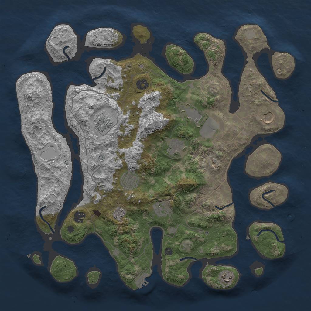 Rust Map: Procedural Map, Size: 4000, Seed: 1920, 16 Monuments