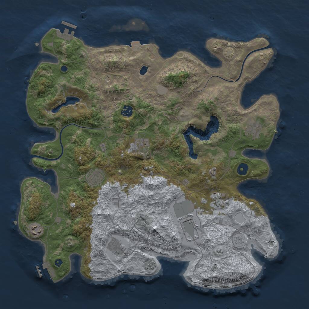 Rust Map: Procedural Map, Size: 4000, Seed: 76655, 15 Monuments