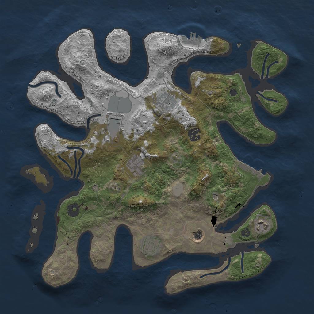 Rust Map: Procedural Map, Size: 3550, Seed: 301716, 15 Monuments