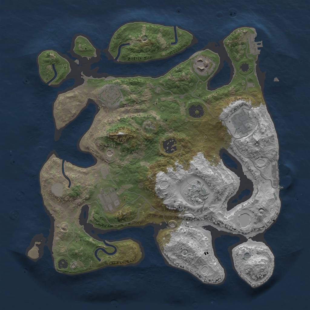Rust Map: Procedural Map, Size: 3200, Seed: 701225, 14 Monuments