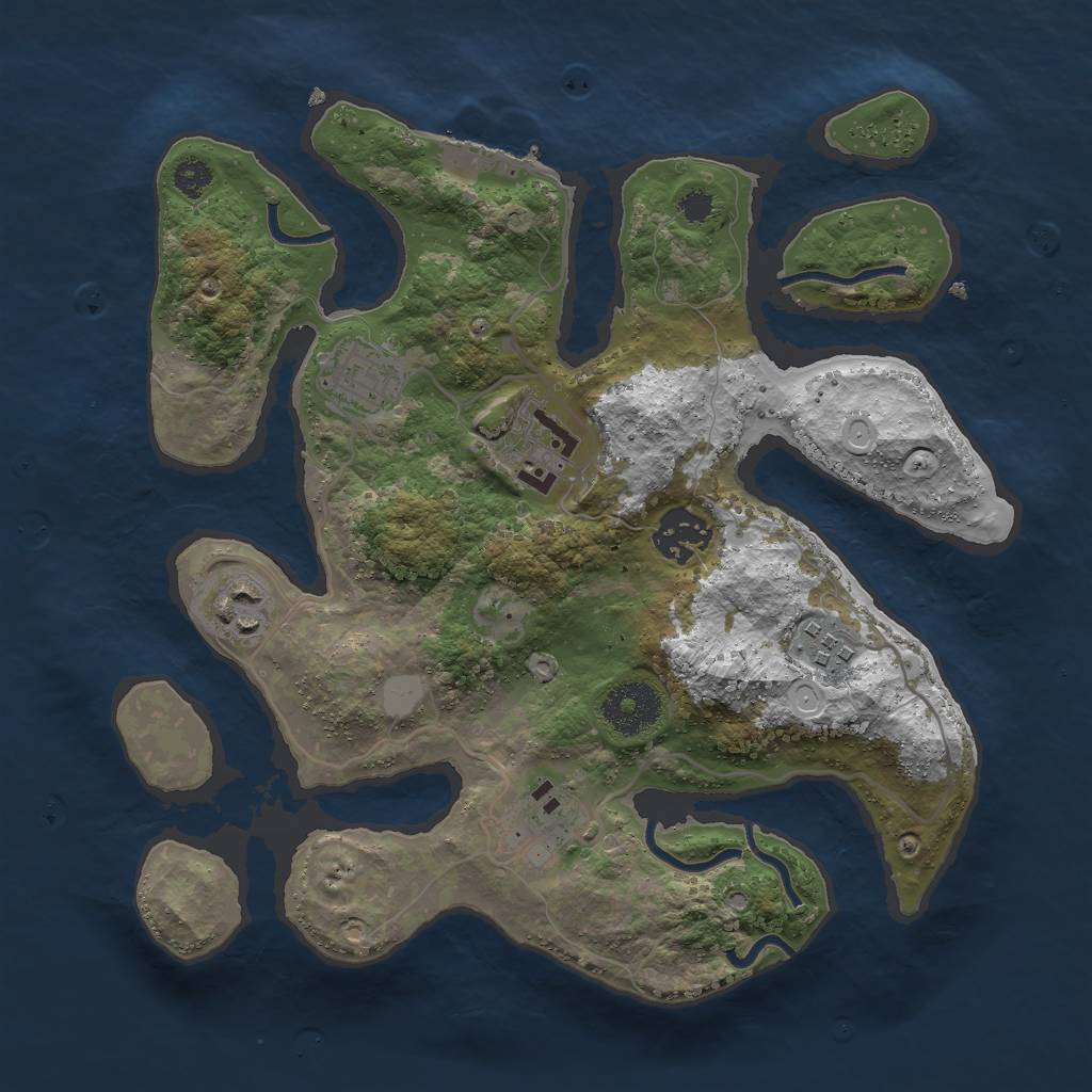 Rust Map: Procedural Map, Size: 3000, Seed: 1869949704, 12 Monuments
