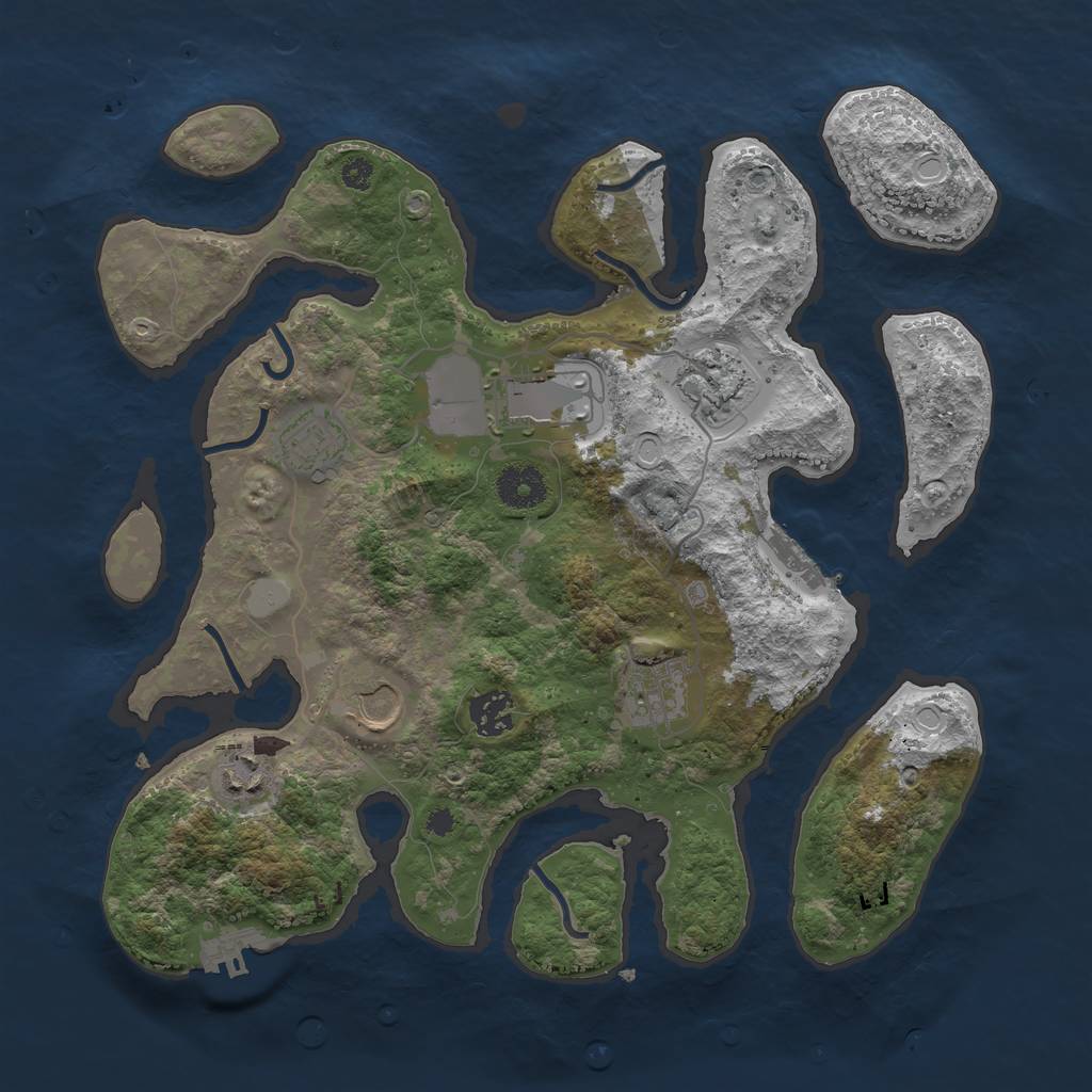 Rust Map: Procedural Map, Size: 3500, Seed: 203847536, 14 Monuments