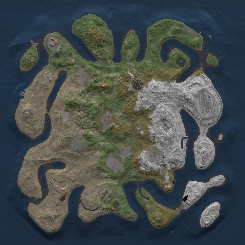 Rust Map: Procedural Map, Size: 3850, Seed: 953592498, 19 Monuments