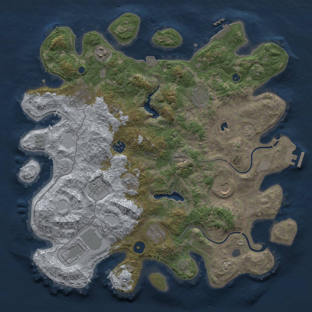 Rust Map: Procedural Map, Size: 4000, Seed: 1982142604, 14 Monuments