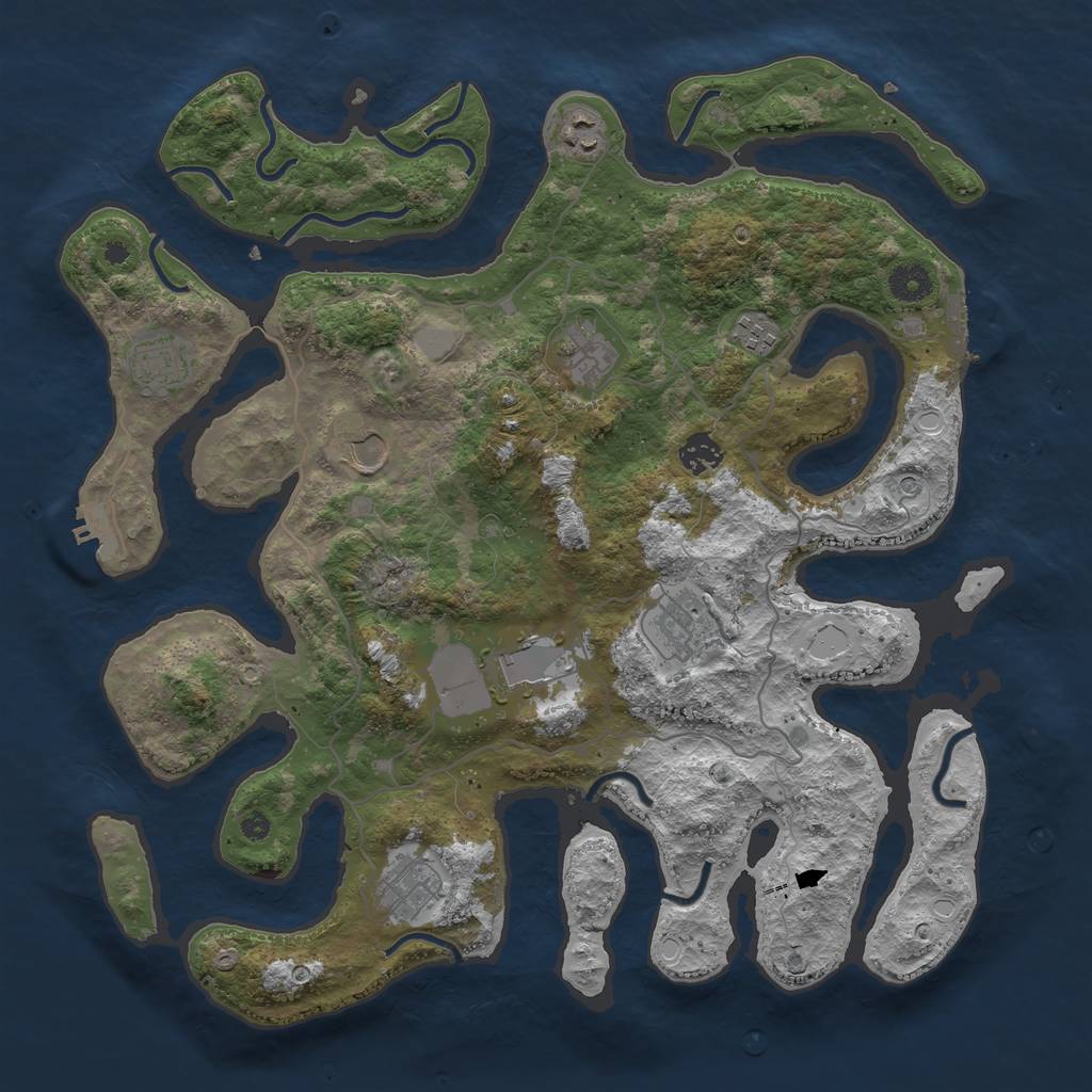 Rust Map: Procedural Map, Size: 4000, Seed: 357273, 17 Monuments