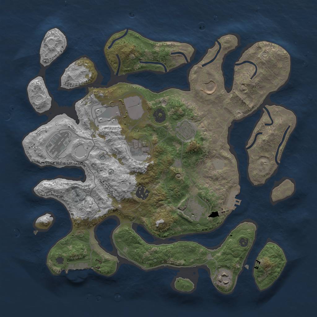 Rust Map: Procedural Map, Size: 3550, Seed: 34193, 16 Monuments