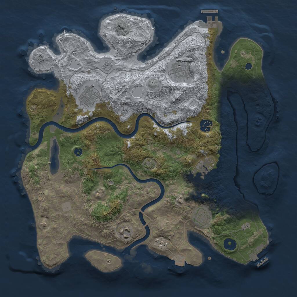 Rust Map: Procedural Map, Size: 3550, Seed: 90676, 13 Monuments