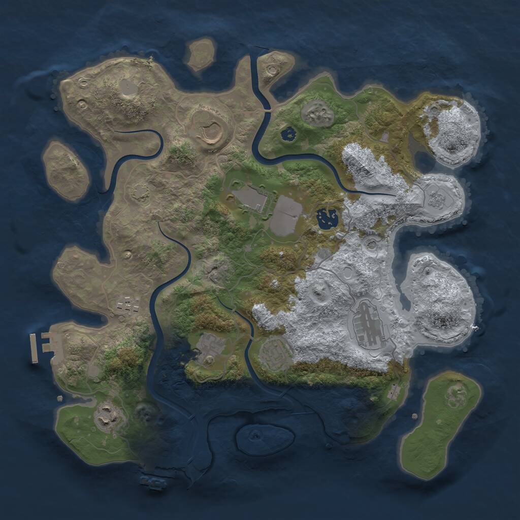 Rust Map: Procedural Map, Size: 3550, Seed: 333582, 14 Monuments