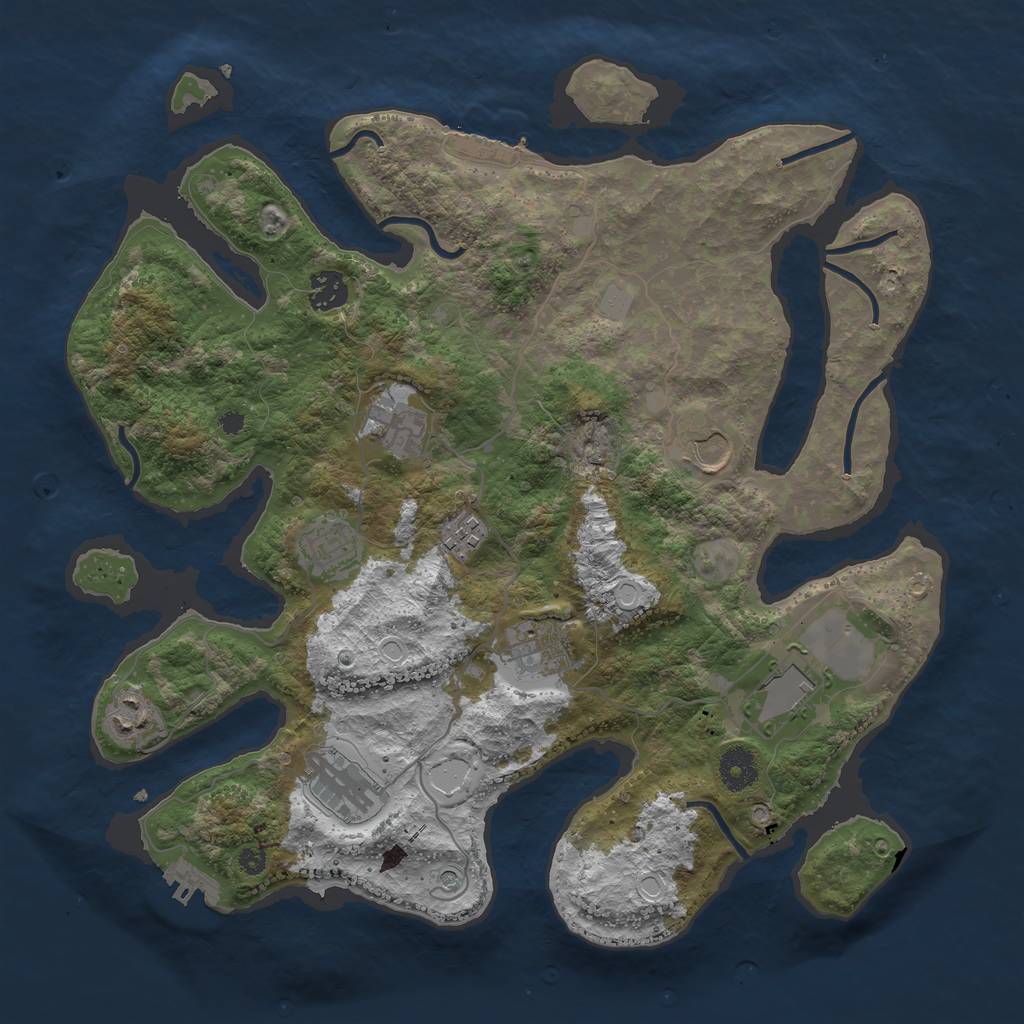 Rust Map: Procedural Map, Size: 3750, Seed: 1578545981, 17 Monuments
