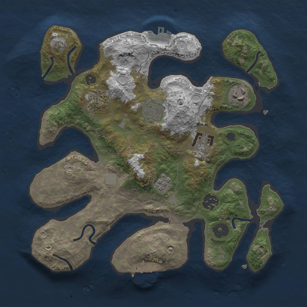 Rust Map: Procedural Map, Size: 3000, Seed: 5200695, 14 Monuments