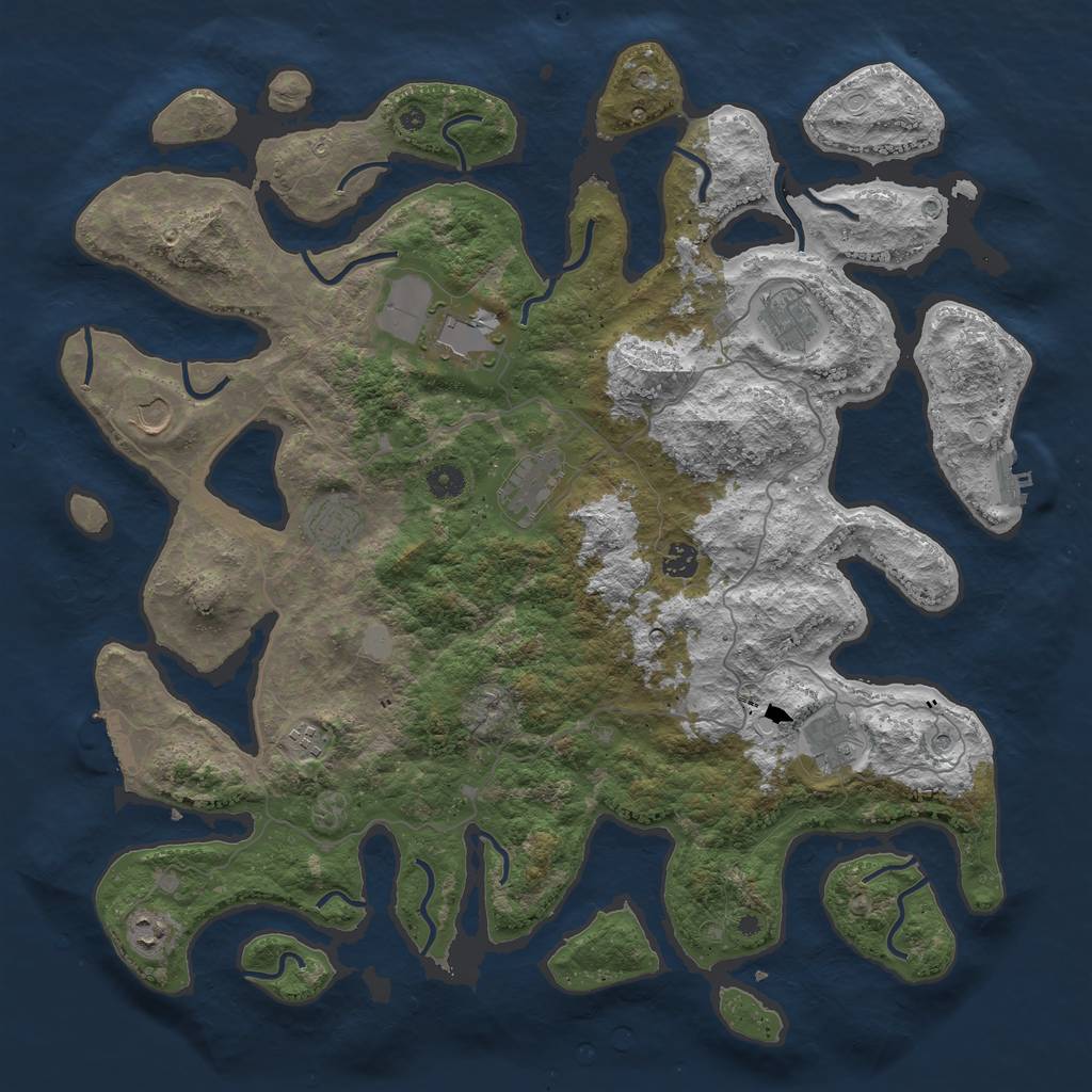 Rust Map: Procedural Map, Size: 4500, Seed: 507743053, 17 Monuments