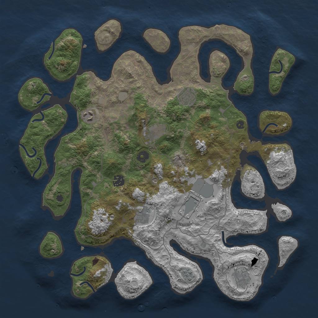 Rust Map: Procedural Map, Size: 4000, Seed: 155669, 14 Monuments