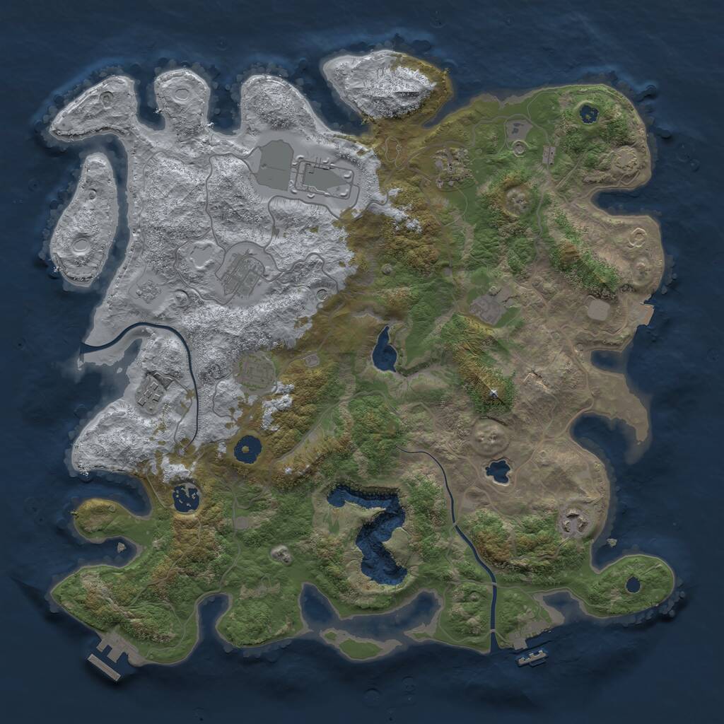 Rust Map: Procedural Map, Size: 4000, Seed: 87449, 14 Monuments