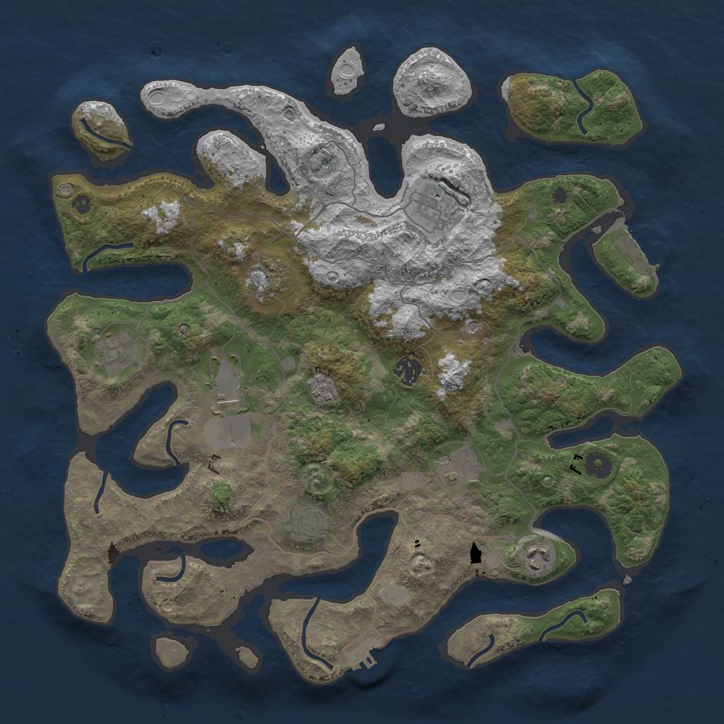 Rust Map: Procedural Map, Size: 4000, Seed: 185836, 17 Monuments