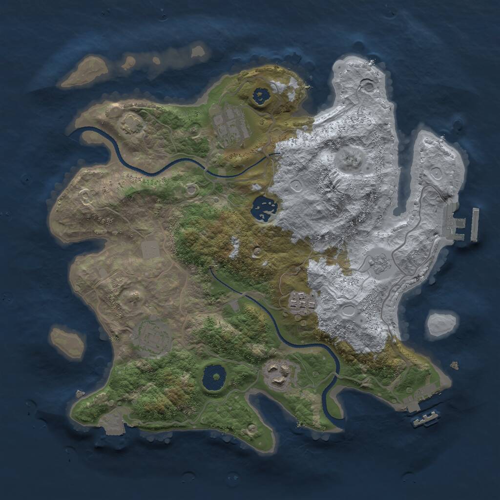 Rust Map: Procedural Map, Size: 3000, Seed: 20220106, 10 Monuments