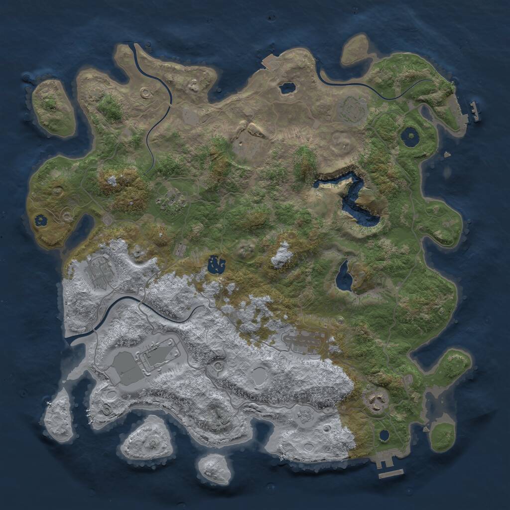 Rust Map: Procedural Map, Size: 4096, Seed: 88888, 14 Monuments