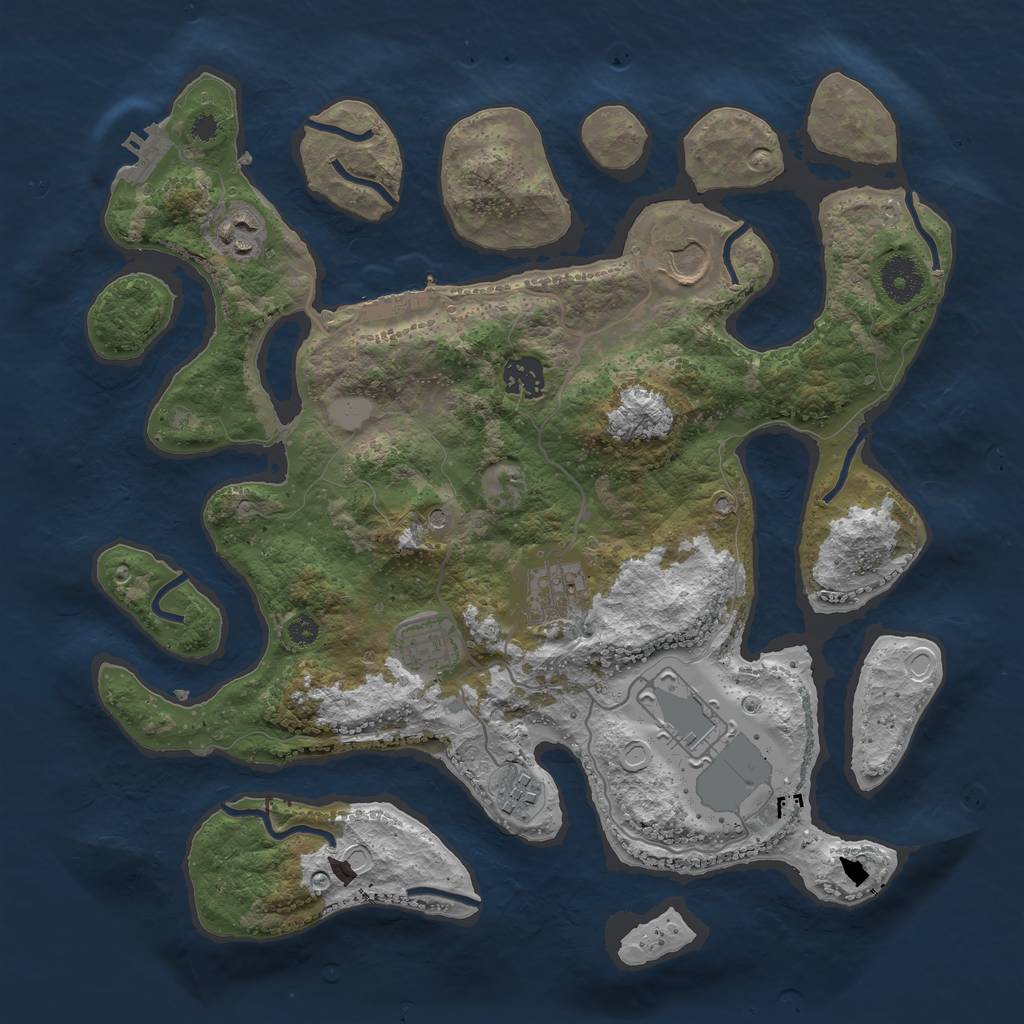Rust Map: Procedural Map, Size: 3550, Seed: 596007, 15 Monuments