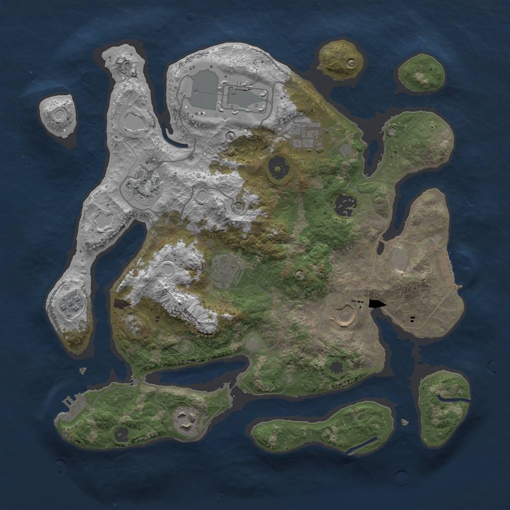 Rust Map: Procedural Map, Size: 3500, Seed: 99669, 16 Monuments