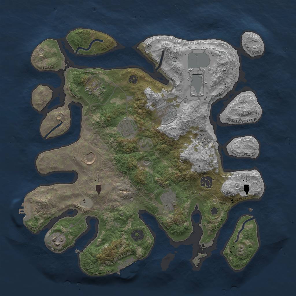 Rust Map: Procedural Map, Size: 3550, Seed: 370378, 17 Monuments