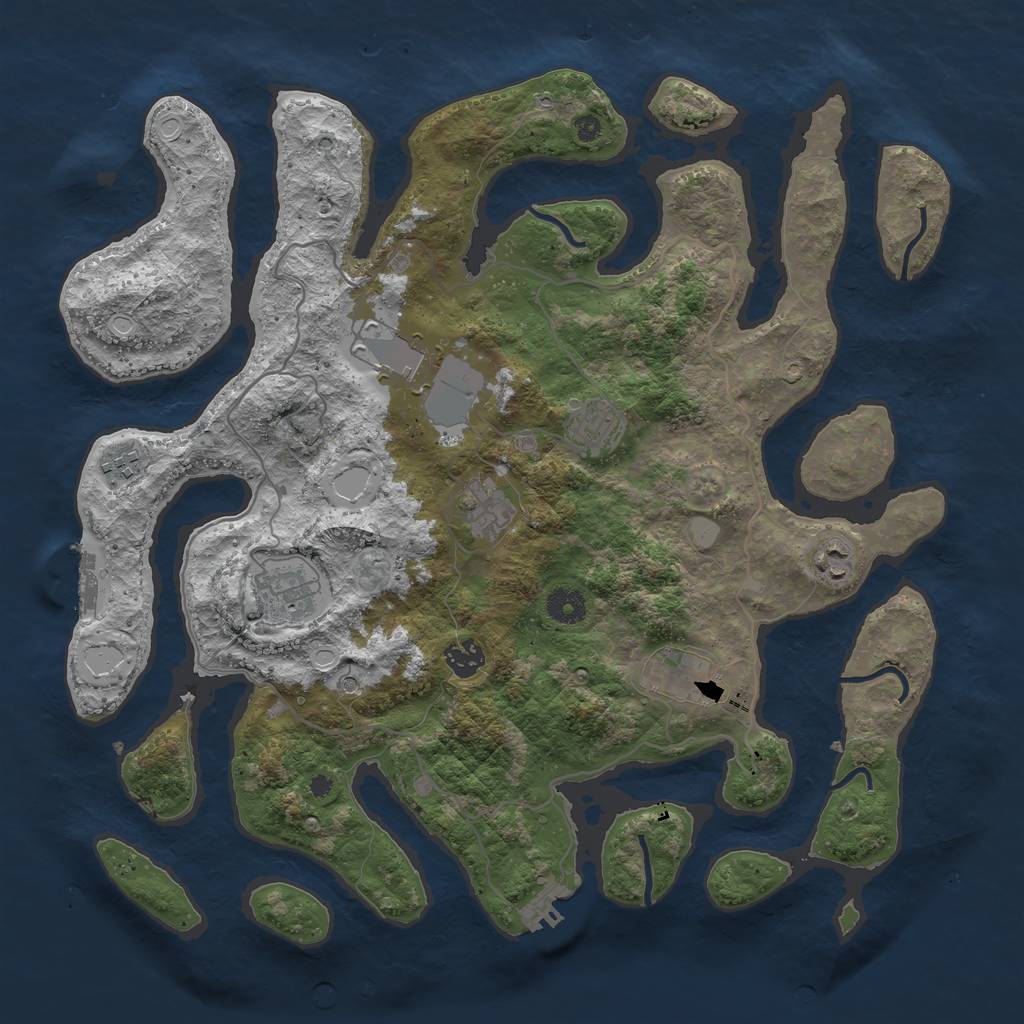 Rust Map: Procedural Map, Size: 4000, Seed: 988747, 16 Monuments