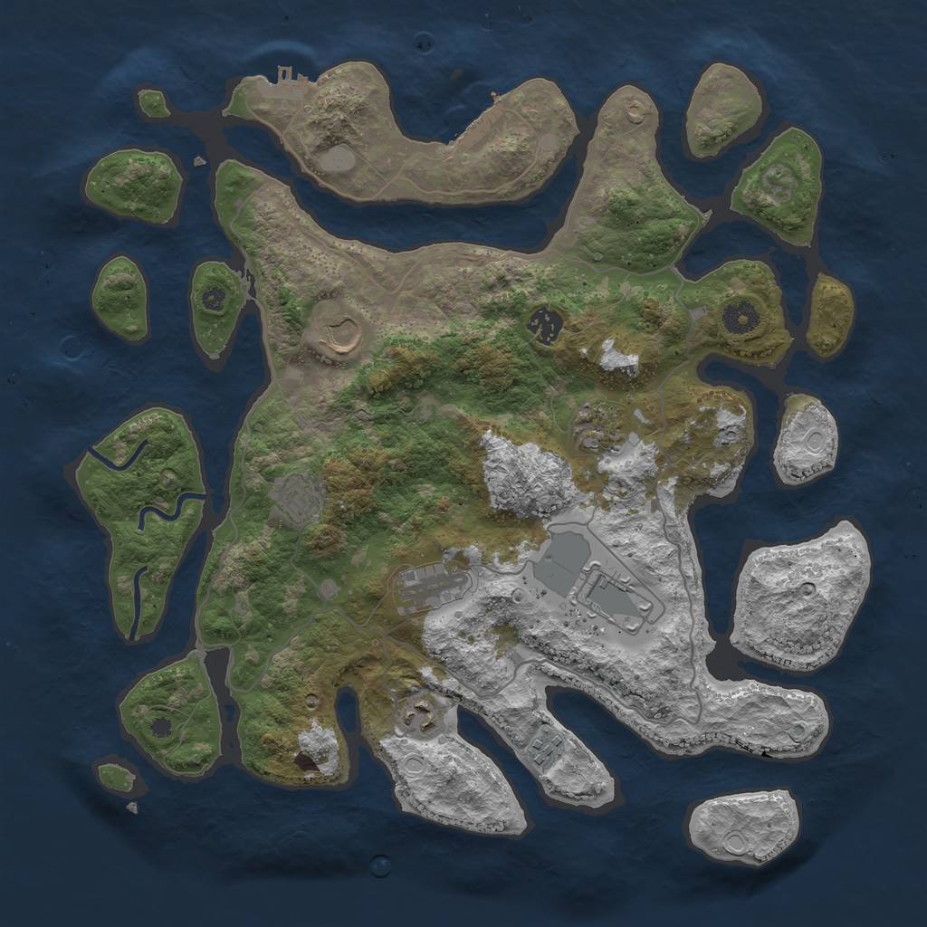 Rust Map: Procedural Map, Size: 4000, Seed: 48653, 15 Monuments