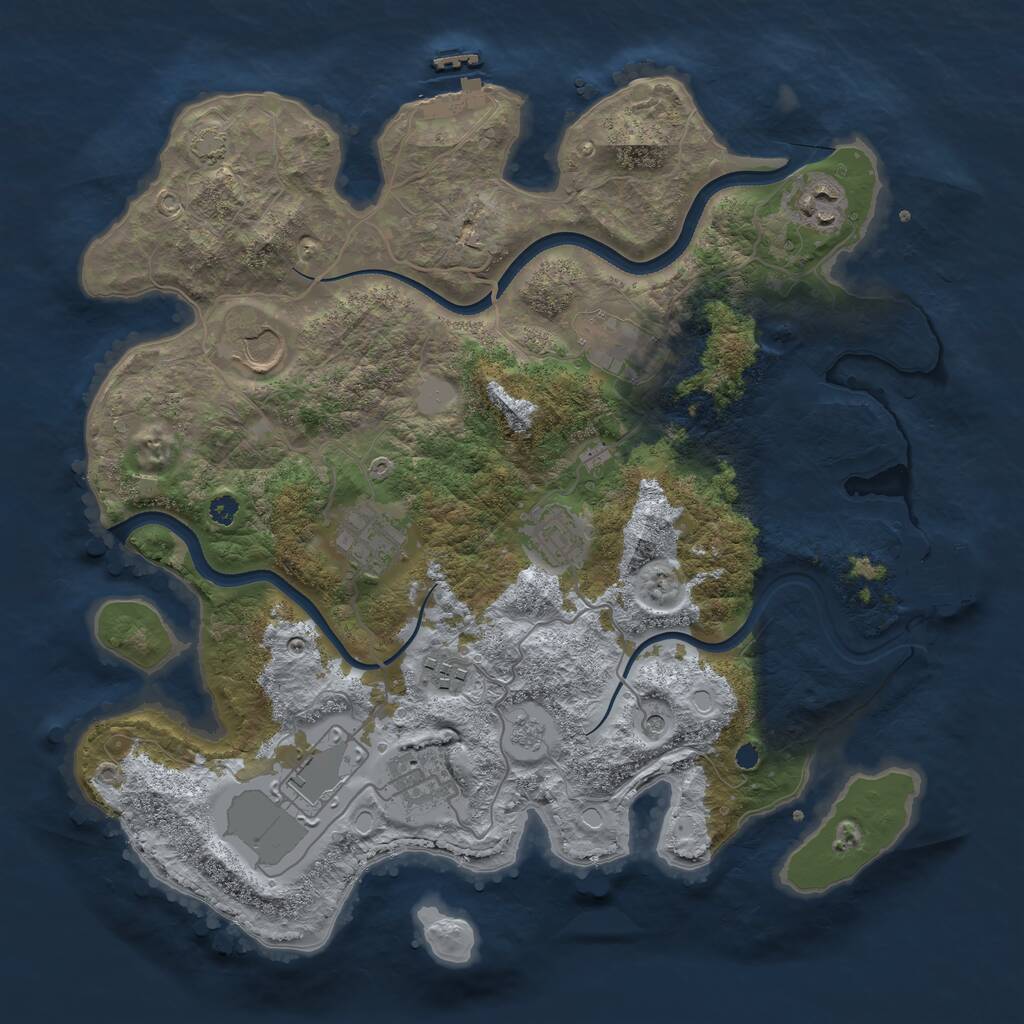 Rust Map: Procedural Map, Size: 3550, Seed: 362426, 14 Monuments