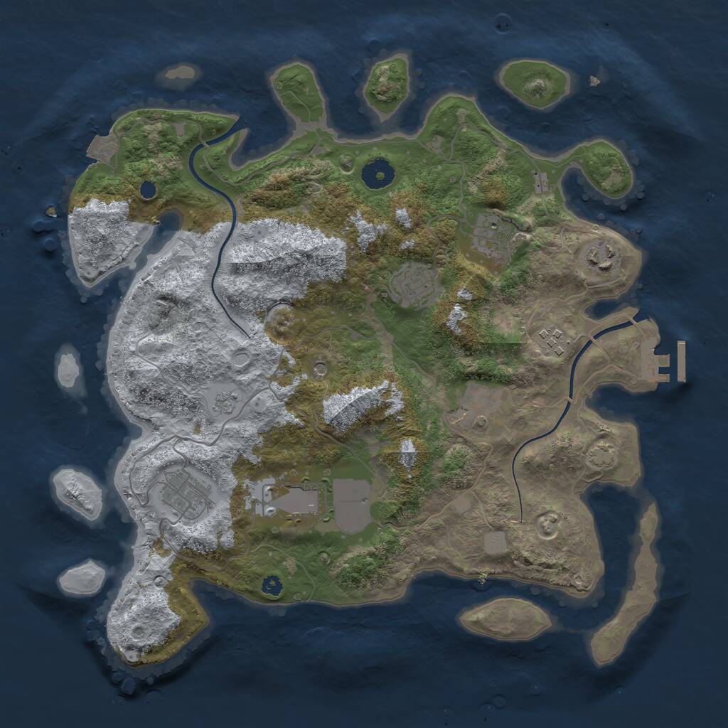 Rust Map: Procedural Map, Size: 3550, Seed: 119618, 12 Monuments