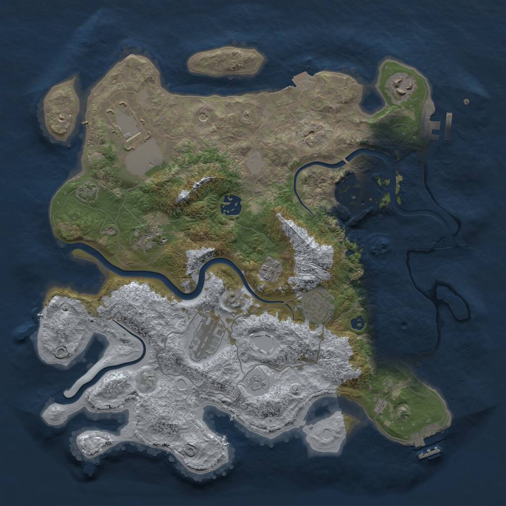 Rust Map: Procedural Map, Size: 3550, Seed: 75892, 14 Monuments