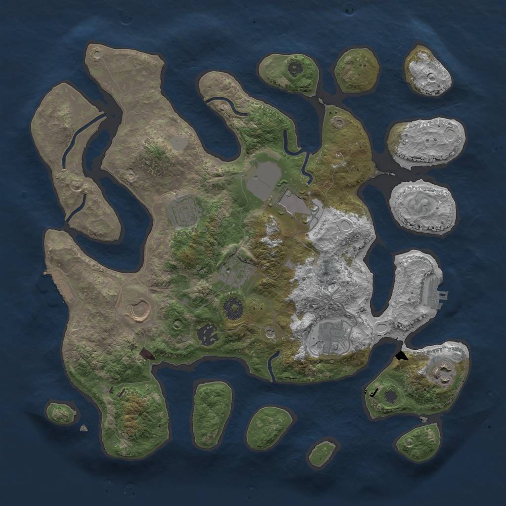 Rust Map: Procedural Map, Size: 3550, Seed: 540100, 15 Monuments