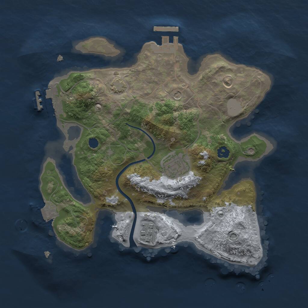 Rust Map: Procedural Map, Size: 2500, Seed: 516554, 7 Monuments