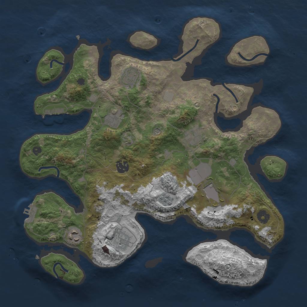 Rust Map: Procedural Map, Size: 3550, Seed: 912598, 16 Monuments