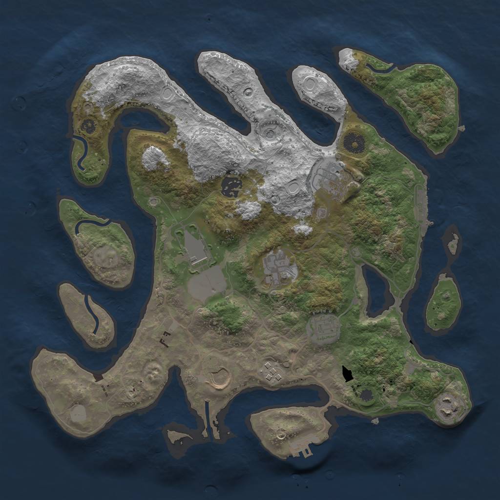 Rust Map: Procedural Map, Size: 3500, Seed: 23856, 16 Monuments