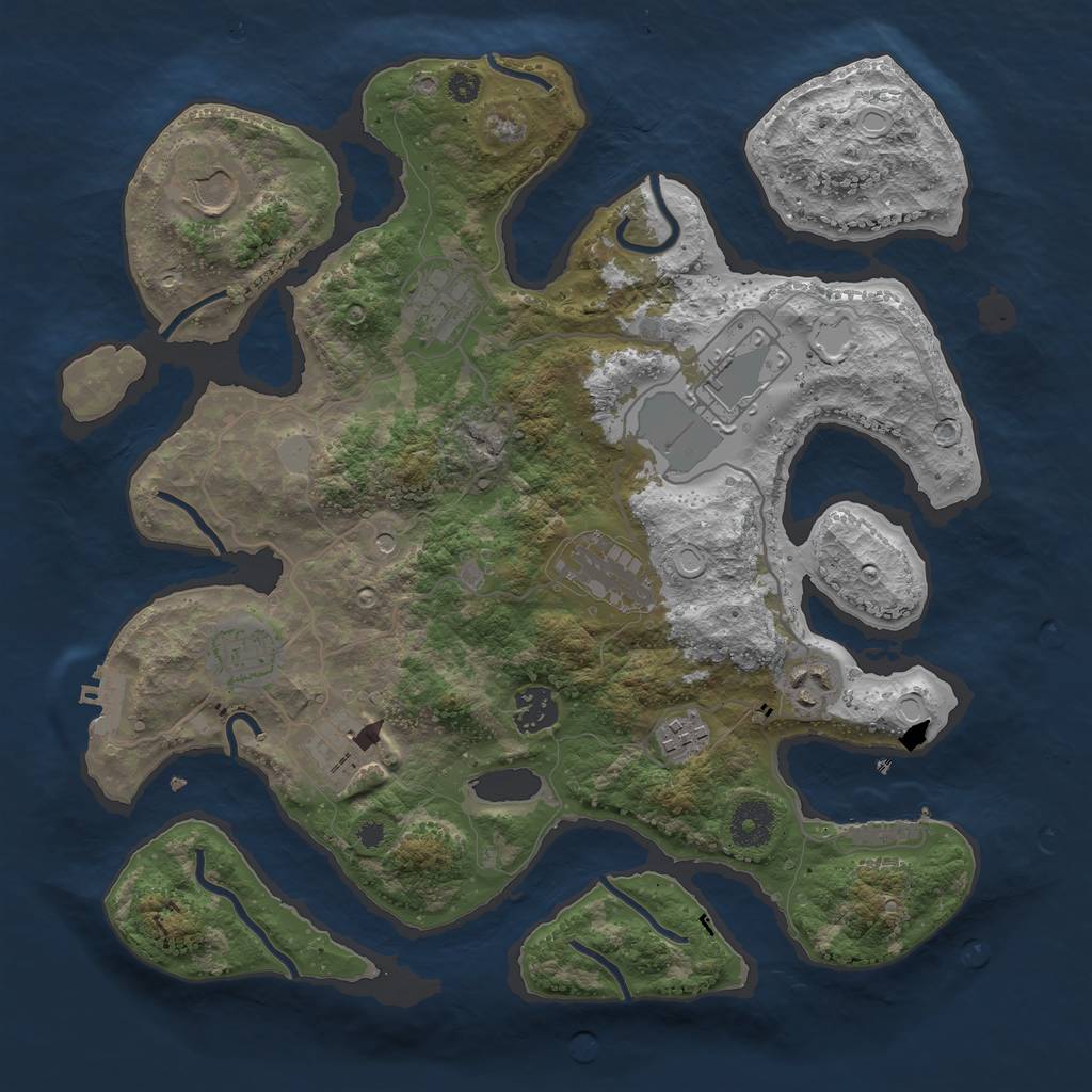 Rust Map: Procedural Map, Size: 3550, Seed: 957202, 17 Monuments