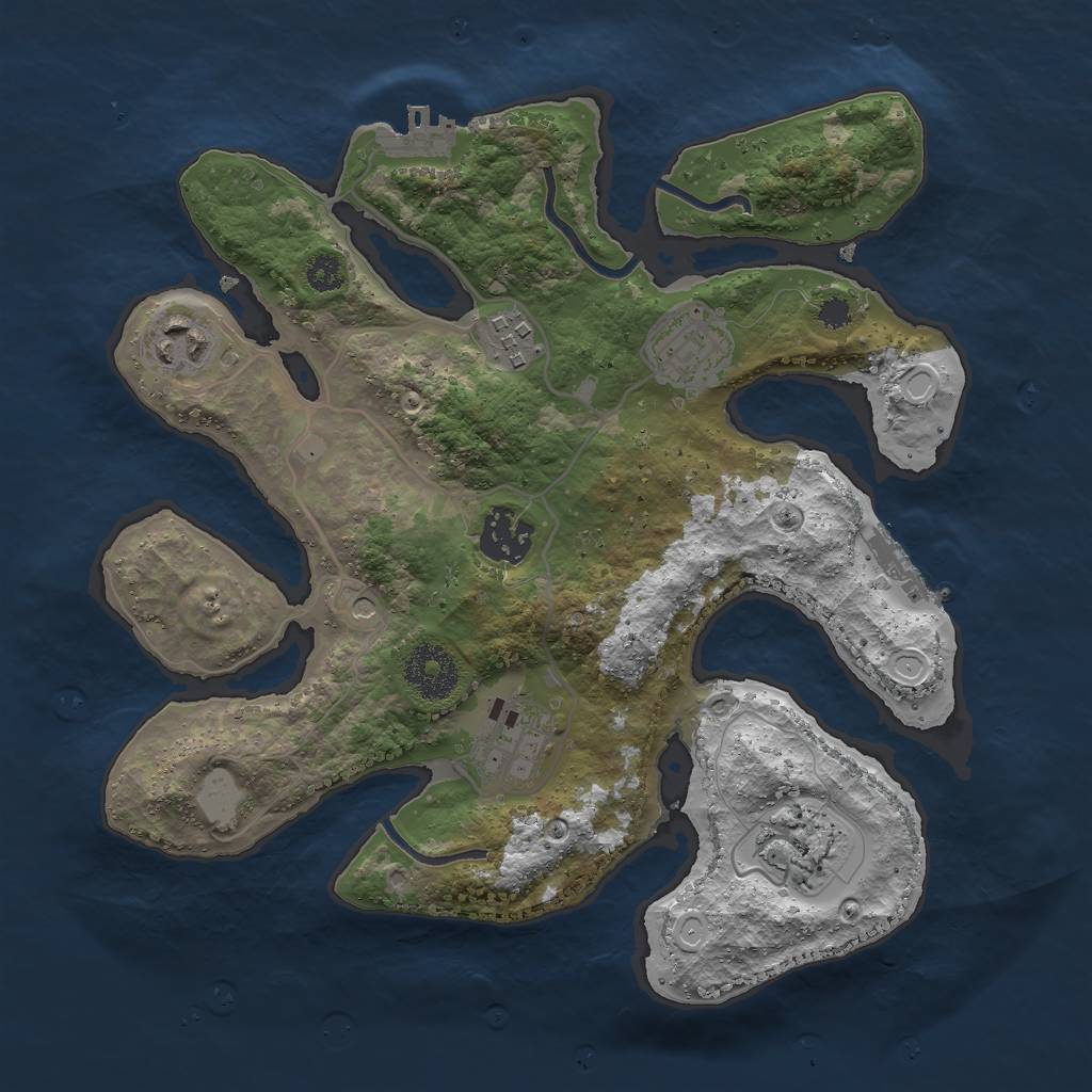 Rust Map: Procedural Map, Size: 3000, Seed: 31080, 14 Monuments