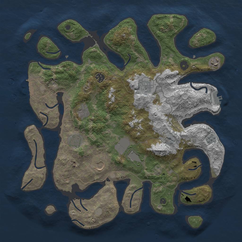 Rust Map: Procedural Map, Size: 4000, Seed: 490181, 16 Monuments
