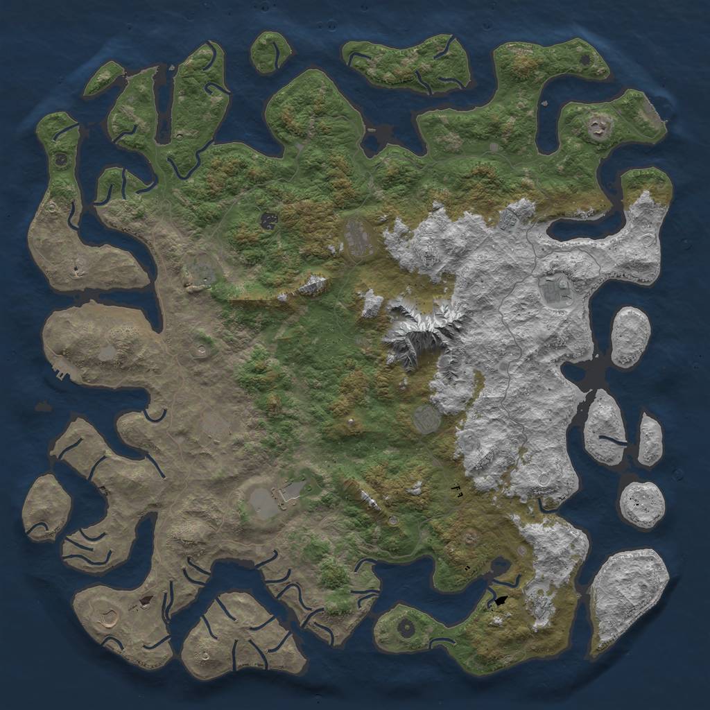 Rust Map: Procedural Map, Size: 6000, Seed: 646651565, 19 Monuments