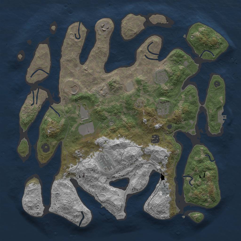 Rust Map: Procedural Map, Size: 4000, Seed: 197293856, 16 Monuments