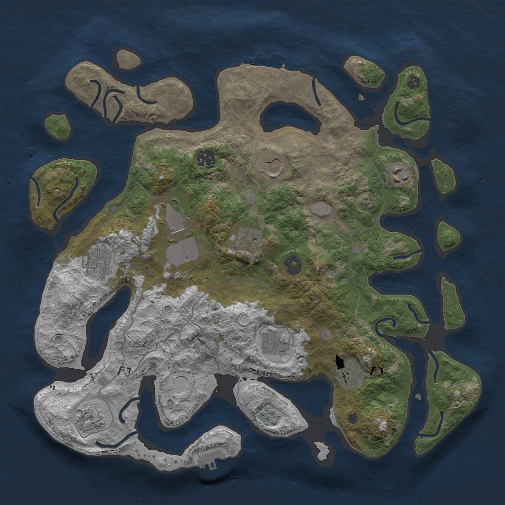 Rust Map: Procedural Map, Size: 4000, Seed: 102443389, 18 Monuments