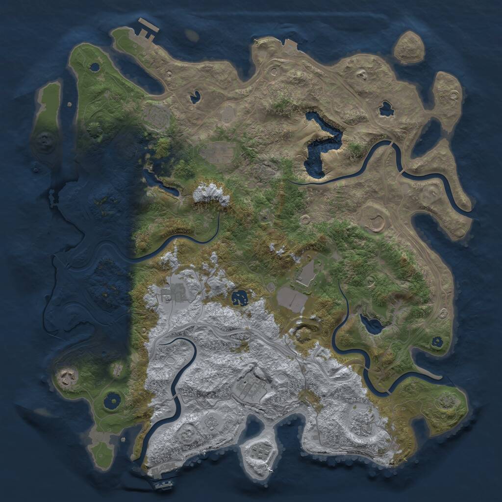 Rust Map: Procedural Map, Size: 4500, Seed: 35265275, 16 Monuments